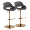 Fabrico - Adjustable Barstool With Swivel And Rounded T Footrest (Set of 2) - Gold Metal