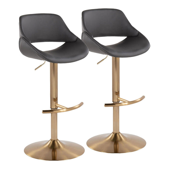 Fabrico - Adjustable Barstool With Swivel And Rounded T Footrest (Set of 2) - Gold Metal