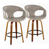 Curva - 26" Fixed-Height Counter Stool With Swivel And Round Metal Footrest (Set of 2) - Walnut Wood