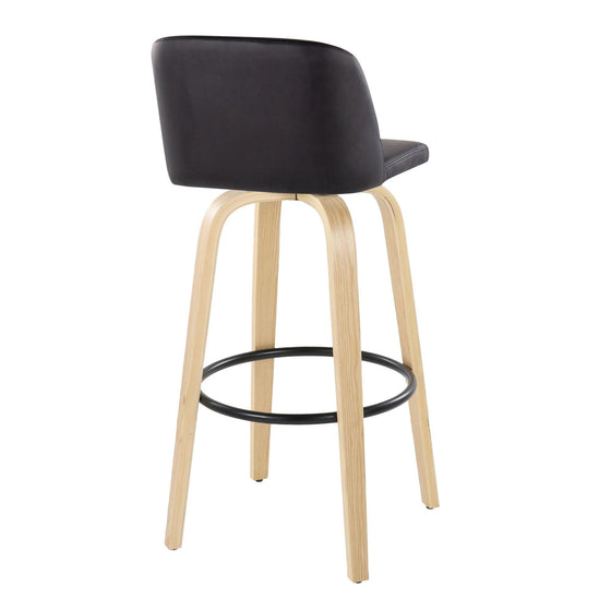 Toriano - 30" Faux Leather Fixed-height Barstool (Set of 2) - Black And Natural