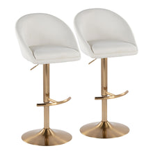  Matisse - Highback Adjustable Barstool With Rounded T Footrest (Set of 2) - Gold Metal