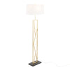 Folia - Floor Lamp - Gold Metal With White Linen Shade And Black Marble Base