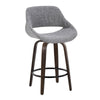 Fabrico - 26" Fixed-Height Counter Stool With Swivel And Round Black Metal Footrest (Set of 2) - Walnut Glazed Wood