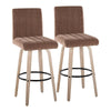 Hank - 30" Fixed-Height Barstool With Swivel And Round Black Metal Footrest (Set of 2) - Whitewashed Wood