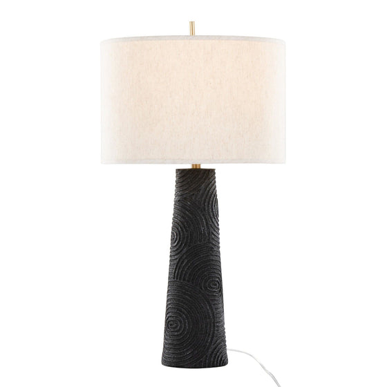 Kona - 31" Polyresin Table Lamp - Matte Black Polyresin, Brass And Natural Linen Shade from Grandview Gallery (Set of 2)