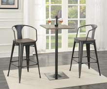  Cavalier - 3 Piece Square Bar Table Set - Dark Elm and Black