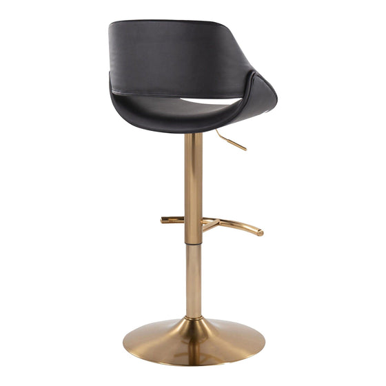 Fabrico - Adjustable Barstool With Swivel And Rounded T Footrest (Set of 2) - Gold Metal