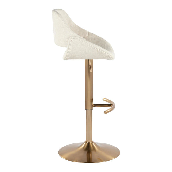 Fabrico - Adjustable Barstool With Swivel And Rounded T Footrest (Set of 2) - Gold Metal