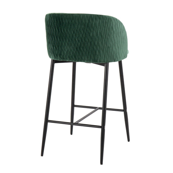 Fran - Pleated Waves Fixed-Height Counter Stool (Set of 2)