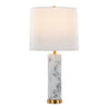 Marabella - 26" Marble Table Lamp - White Marble And Brass Metal With White Linen Shade (Set of 2)