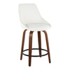 Diana - 24" Fixed-Height Counter Stool With Swivel And Round Black Metal Footrest (Set of 2) - Walnut Wood