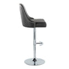 Marcel - Adjustable Barstool With Rounded T Footrest (Set of 2) - Chrome Metal And Black Faux Leather With Chrome Nailhead Trim