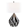 Geome - Tri 28" Metal Table Lamp - Matte Black Metal With White Linen Shade from Grandview Gallery (Set of 2)