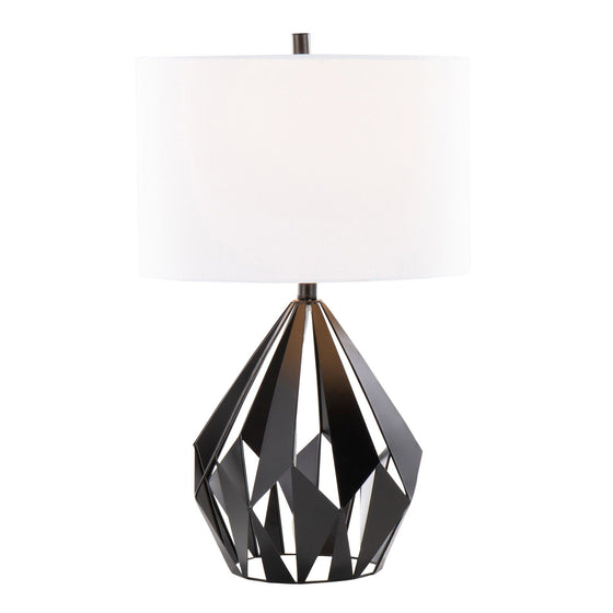 Geome - Tri 28" Metal Table Lamp - Matte Black Metal With White Linen Shade from Grandview Gallery (Set of 2)