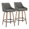 Hannah - 26" Fixed-Height Counter Stool With Swivel And Round Black Metal Footrest (Set of 2) - Whitewashed Wood