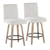 Hank - 26" Fixed-Height Counter Stool With Swivel And Round Black Metal Footrest (Set of 2) - Whitewashed Wood