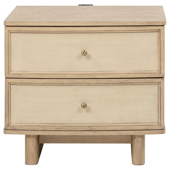 Kailani - 2-Drawer Nightstand Bedside Table - Beige Oak