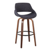 Fabrico - 30" Fixed-Height Barstool With Swivel And Round Black Metal Footrest (Set of 2) - Walnut Wood
