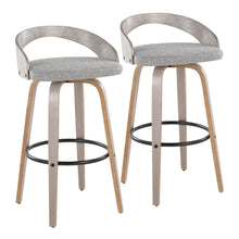  Grotto - 30" Fixed-Height Barstool With Swivel And Round Black Metal Footrest (Set of 2) - Light Gray Wood