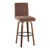 Hank - 30" Fixed-Height Barstool With Swivel And Round Black Metal Footrest (Set of 2) - Walnut Wood