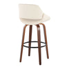Fabrico - 30" Fixed-Height Barstool With Swivel And Round Black Metal Footrest (Set of 2) - Walnut Wood