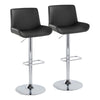 Santi - Upholstered Adjustable Barstool With Swivel And Rounded Rectangle Footrest (Set of 2) - Chrome Metal