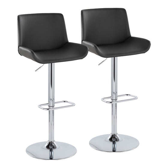 Santi - Upholstered Adjustable Barstool With Swivel And Rounded Rectangle Footrest (Set of 2) - Chrome Metal