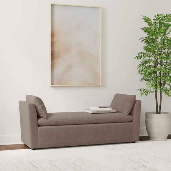 Robin - Upholstered Accent Bench With Armrests - Brown