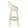 Fabrico - 30" Fixed-Height Barstool With Swivel And Round Black Metal Footrest (Set of 2) - Natural Wood