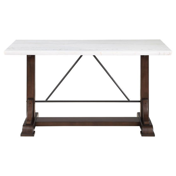 Aldrich - 5 Piece Counter Height Dining Set Genuine - White Marble And Dark Brown
