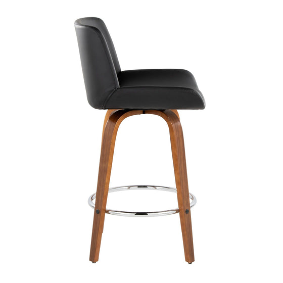 Santi - 24" Fixed-Height Counter Stool With Swivel - Walnut Wood (Set of 2)