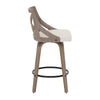 Charlotte - Farmhouse Counter Stool - Light Gray Wood And Cream Noise Fabric (Set of 2)