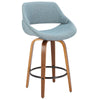Fabrico - 26" Fixed-Height Counter Stool With Swivel And Round Black Metal Footrest (Set of 2) - Walnut Glazed Wood