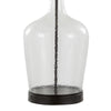 Botella - 28" Glass Table Lamp - Clear Dimpled Glass And Oil Bronze Metal With Natural Linen Shade And Built-In USB Port from Grandview Gallery (Set of 2)