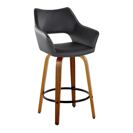 Mustang - 26" Fixed-Height Counter Stool With Swivel - Walnut Wood (Set of 2)