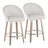 Matisse - 26" Highback Fixed-Height Counter Stool With Swivel And Round Chrome Metal Footrest (Set of 2) - Light Gray Wood