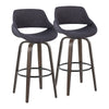 Fabrico - 30" Fixed-Height Barstool With Swivel And Round Black Metal Footrest (Set of 2) - Walnut Glazed Wood