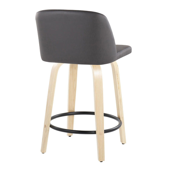 Toriano - 24" Fixed-height Counter Stool (Set of 2) - Gray, Black And Natural