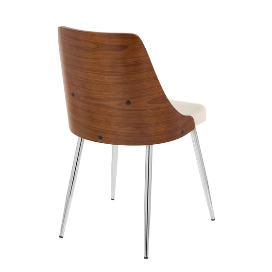 Anabelle - Dining / Accent Chair (Set of 2) - Chrome Metal, Walnut Wood