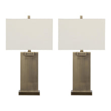  Royce - 26" Metal Table Lamp (Set of 2) - Antique Brass And White Linen