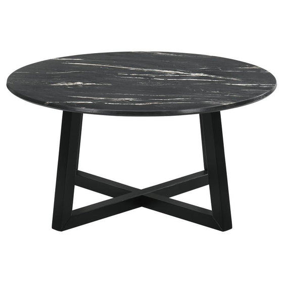 Skylark - Round Marble - Like Smart Top Coffee Table - Black