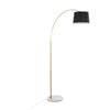 March - Floor Lamp - White Marble And Antique Brass With Black Linen Shade Metal