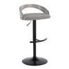 Grotto - Adjustable Barstool With Swivel And Rounded T Footrest (Set of 2) - Black Metal, Light Gray Wood, And Light Gray Fabric