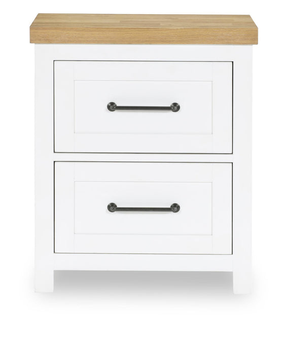 Horizons - 2 Drawers Nightstand - Pure White / Natural Oak