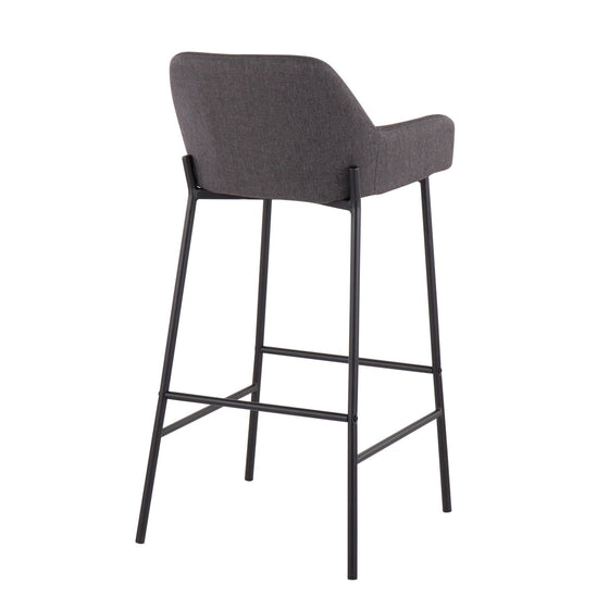 Daniella - Fixed-Height Bar Stool (Set of 2) - Black Metal And Charcoal Fabric