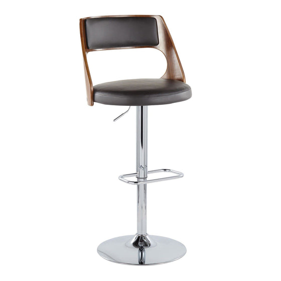Cecina - Adjustable Barstool With Swivel And Rounded Rectangle Footrest (Set of 2) - Chrome Metal, Cherry Wood