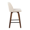 Toriano - Fixed - Height Counter Stool - Walnut Wood With Square Black Footrest And Cream Noise Fabric (Set of 2)