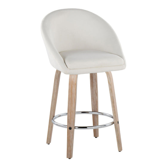 Matisse - 26" Highback Fixed-Height Counter Stool With Swivel And Round Chrome Metal Footrest (Set of 2) - Light Gray Wood