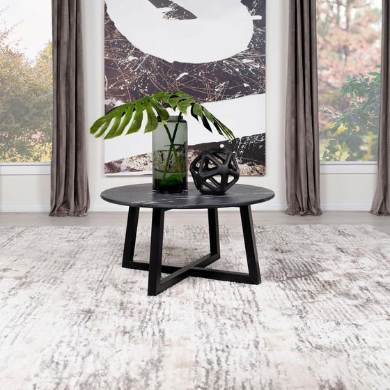 Skylark - Round Marble - Like Smart Top Coffee Table - Black