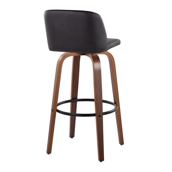 Toriano - 30" Faux Leather Fixed-Height Barstool (Set of 2) - Walnut & Chrome Base